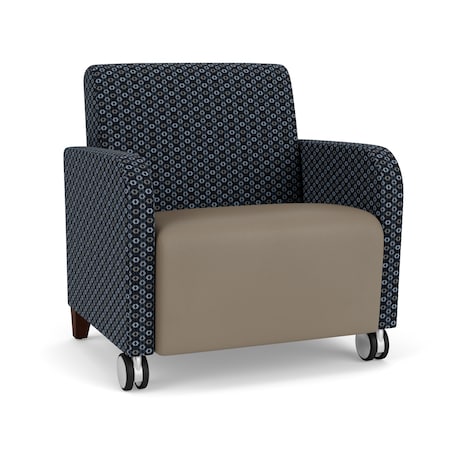 Lesro Siena Wide Guest Chair w/ FrontCasters, Walnut Legs, RS NightSky Back, MD Farro Seat, RS NightSky Panels SN1201